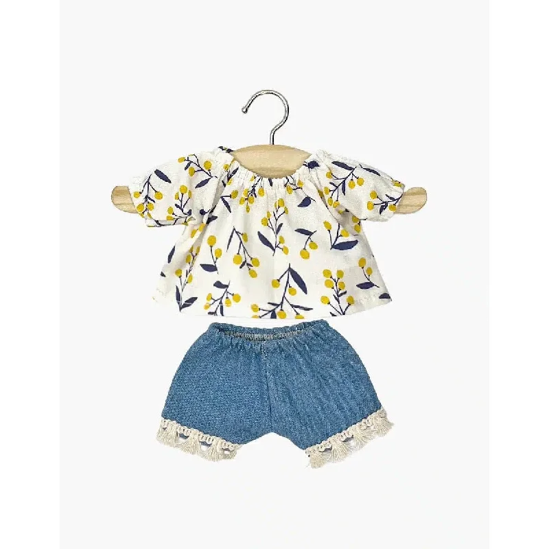 - Rabbit grass rack to prevent waste food box- Rabbit grass rack to prevent waste food boxMinikane amigas Rosalie blouse top set in mimosa cotton and denim shorts with fringes