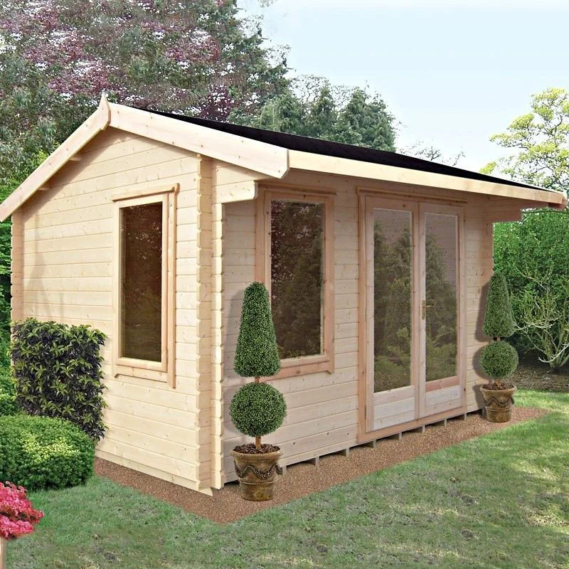 ------Shire Marlborough 7' 10" x 11' 9" Reverse Apex Log Cabin - Premium 34mm Cladding Tongue & Groove