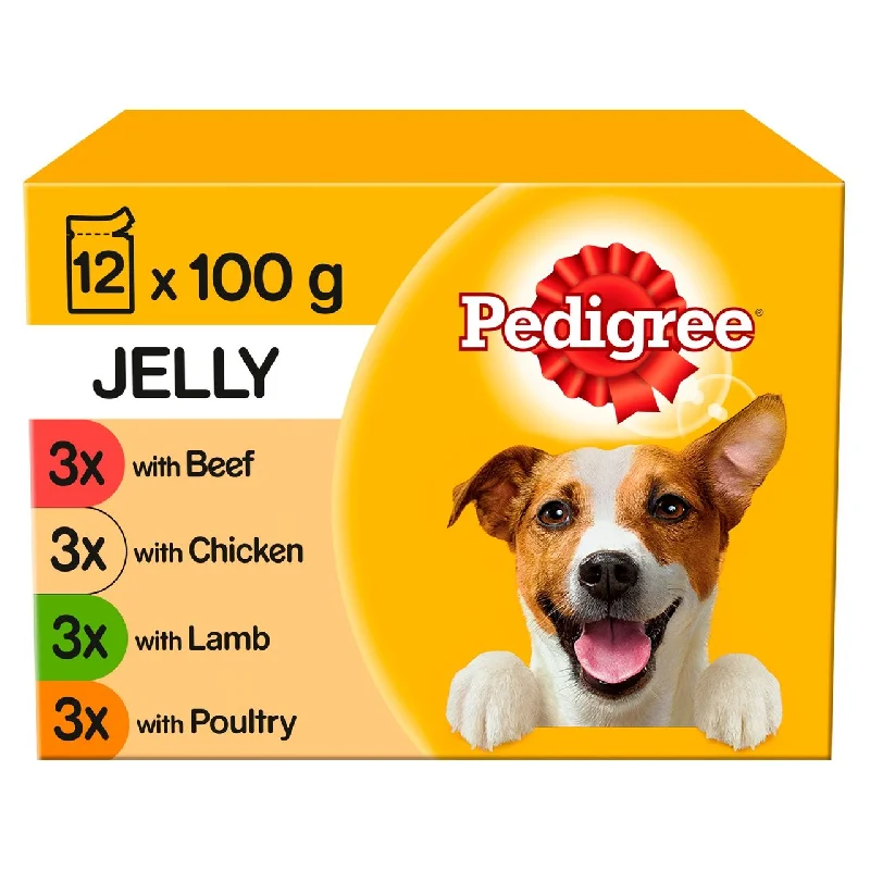 Dog FoodPedigree Adult Wet Dog Food Pouches Mixed Selection in Jelly 12 x 100g