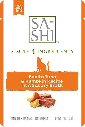    - Digestive care cat food  Rawz Sa-Shi Bonito Tuna & Pumpkin Cat Food Recipe In Savory Broth