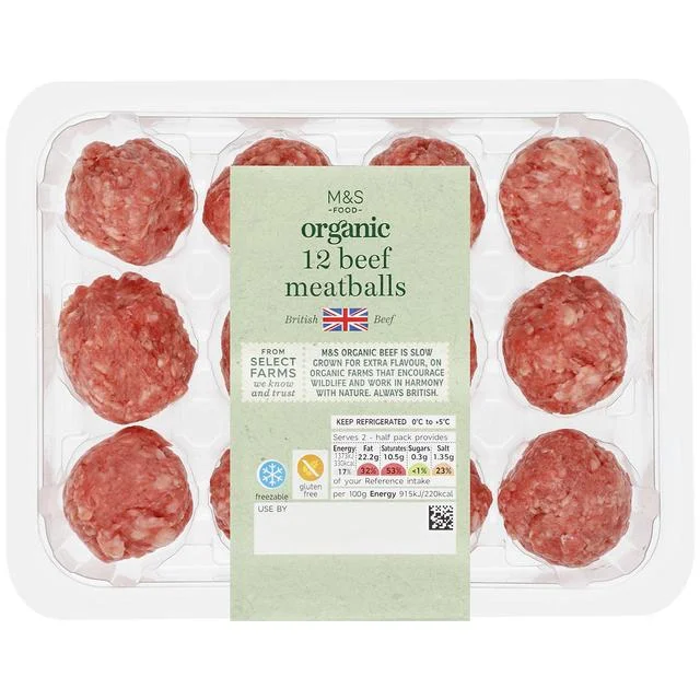 - Air box TSA certified check-in- Air box TSA certified check-inM&S Organic British 12 Beef Meatballs   300g