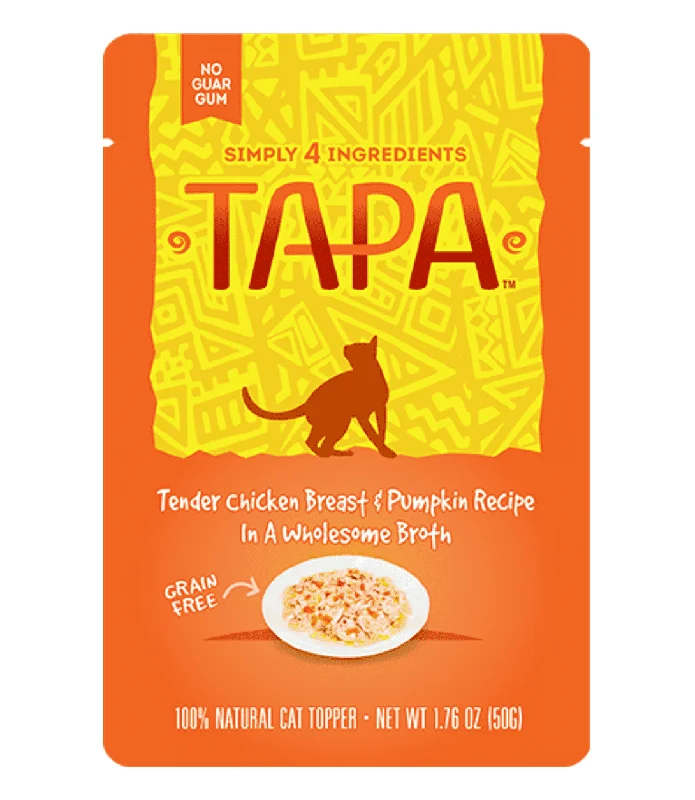    - High-protein cat food  Rawz Tapa Tender Chicken Breast & Pumpkin Wet Cat Food Recipe In Wholesome Broth