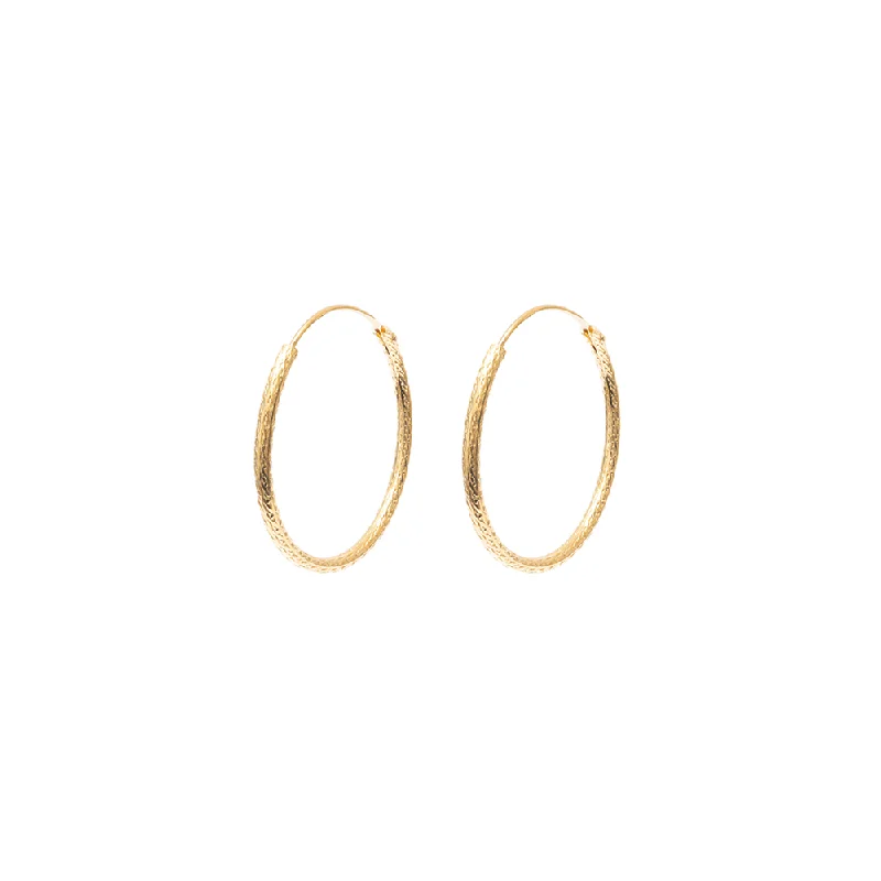 ------Iko Iko Earrings Diamond Etched Hoops Gold