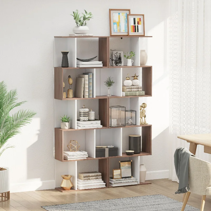 - Remote interactive pet feeder- Remote interactive pet feeder5-tier Bookcase Storage Display Shelving S Shape design Unit Divider Natural