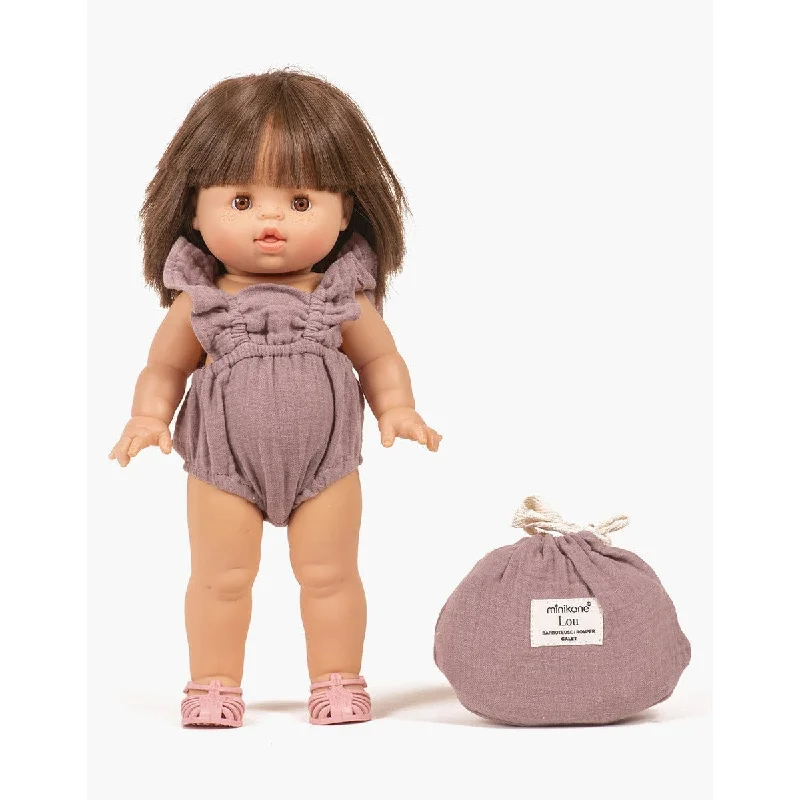 ------Minikane gordis Lou retro romper in pebble cotton gauze with pouch