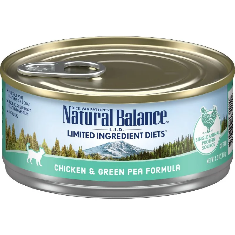    - Fish-based cat food  Natural Balance L.I.D. Limited Ingredient Diets Chicken & Green Pea Canned Cat Food