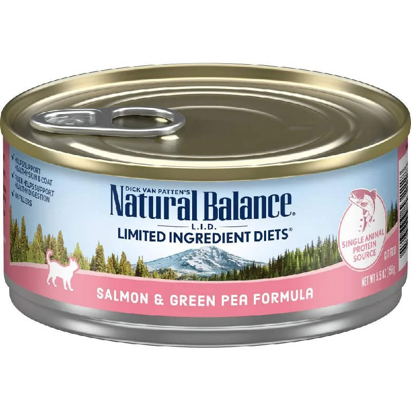    - Natural ingredient cat food  Natural Balance L.I.D. Limited Ingredient Diets Salmon & Green Pea Canned Cat Food